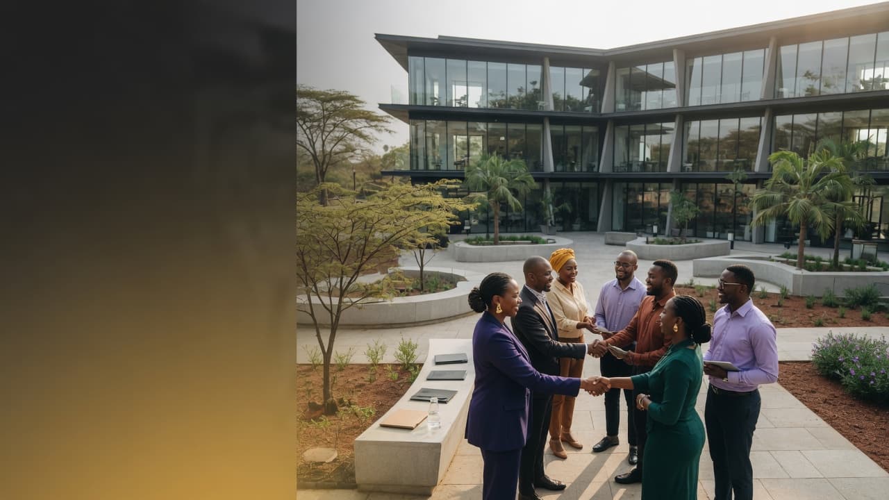 Professionals connecting on a campus courtyard — organisational impact